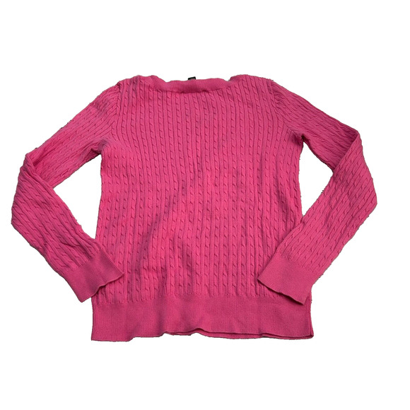 Lauren Ralph Lauren Women's Pink Cable Knit Boat Neck Pullover Sweater Size M - Picture 2 of 8